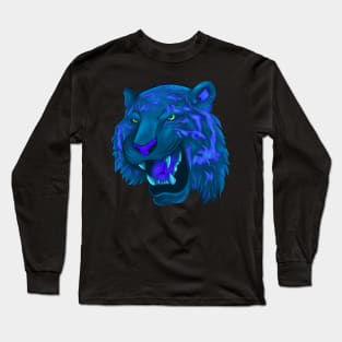 Blue Neon Tiger Long Sleeve T-Shirt